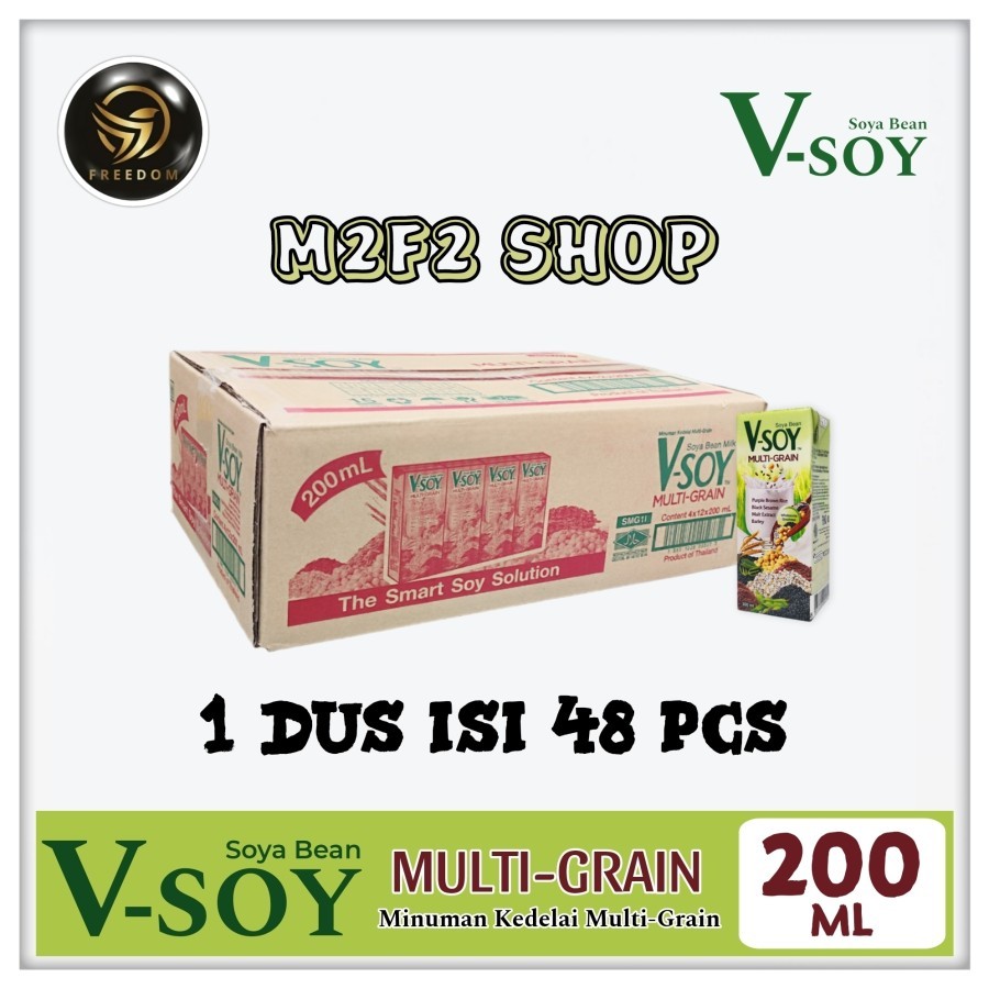 

V-Soy Soya Bean Milk Multi Grain Barley | Susu Kedelai Kotak UHT - 200 ml (Kemasan Karton)