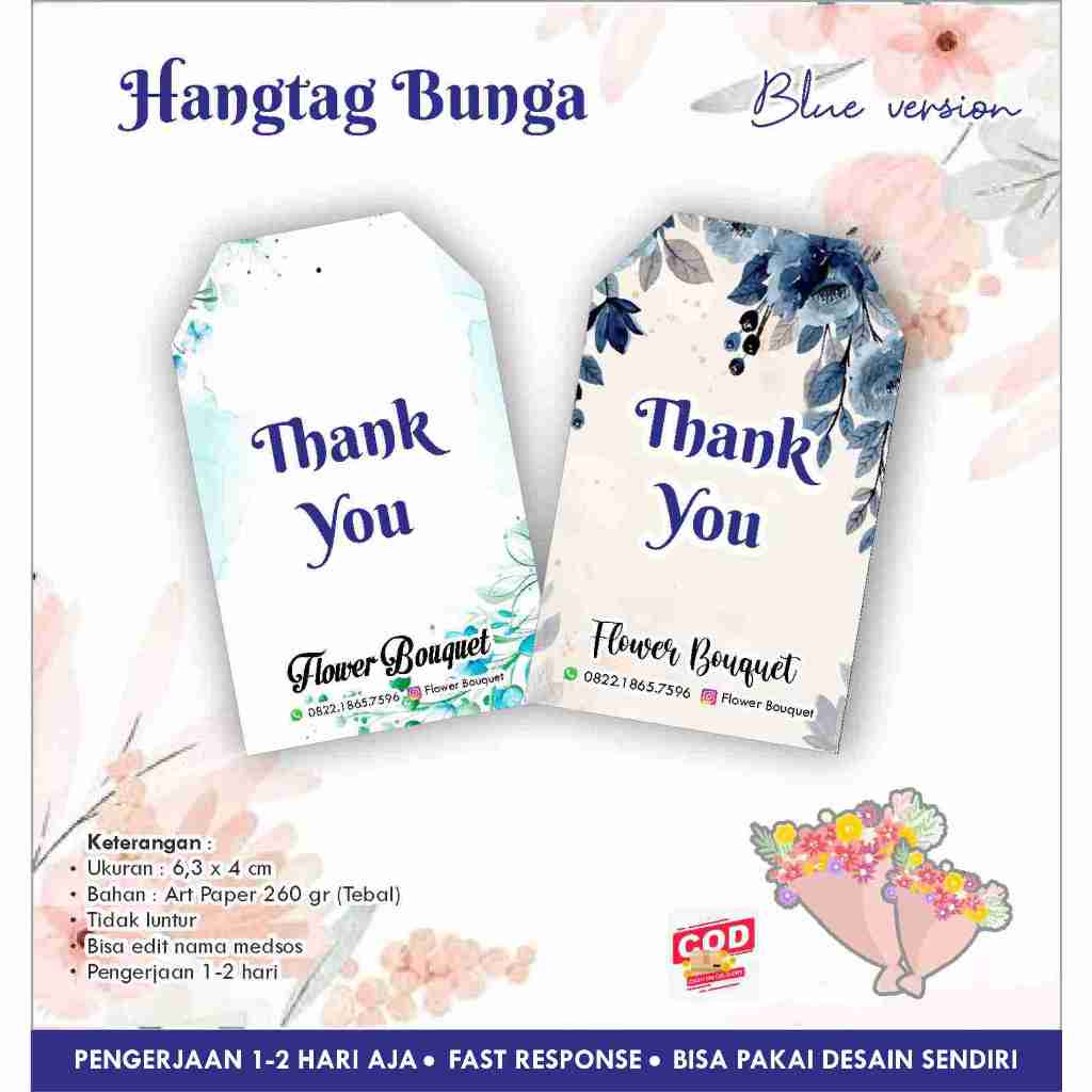 

[25 pcs] Hangtag Flower / Bunga / buket / Price Tag / Label BLUE version