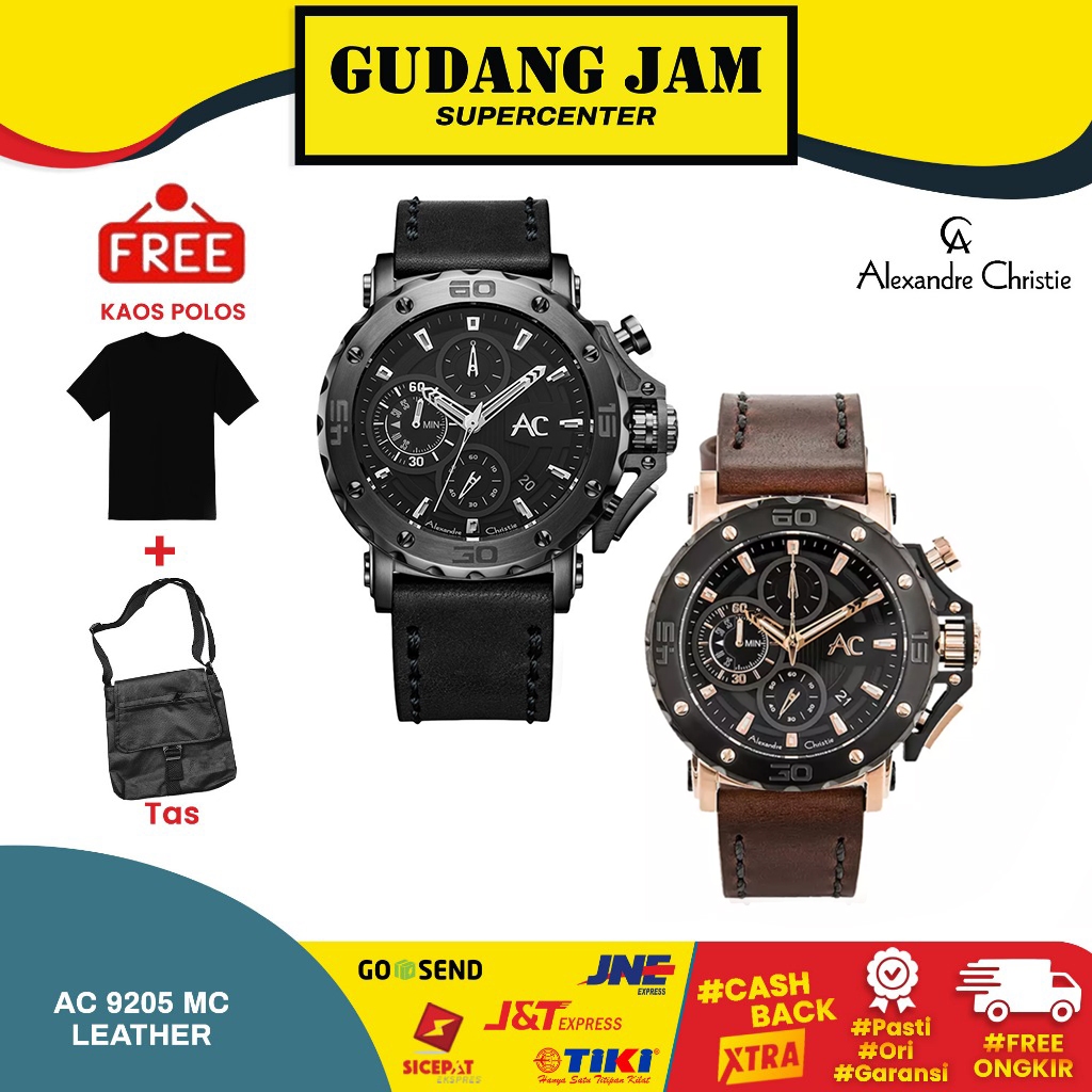 Jam Tangan Pria Alexandre Christie AC 9205 MC AC9205 AC9205MC Leather