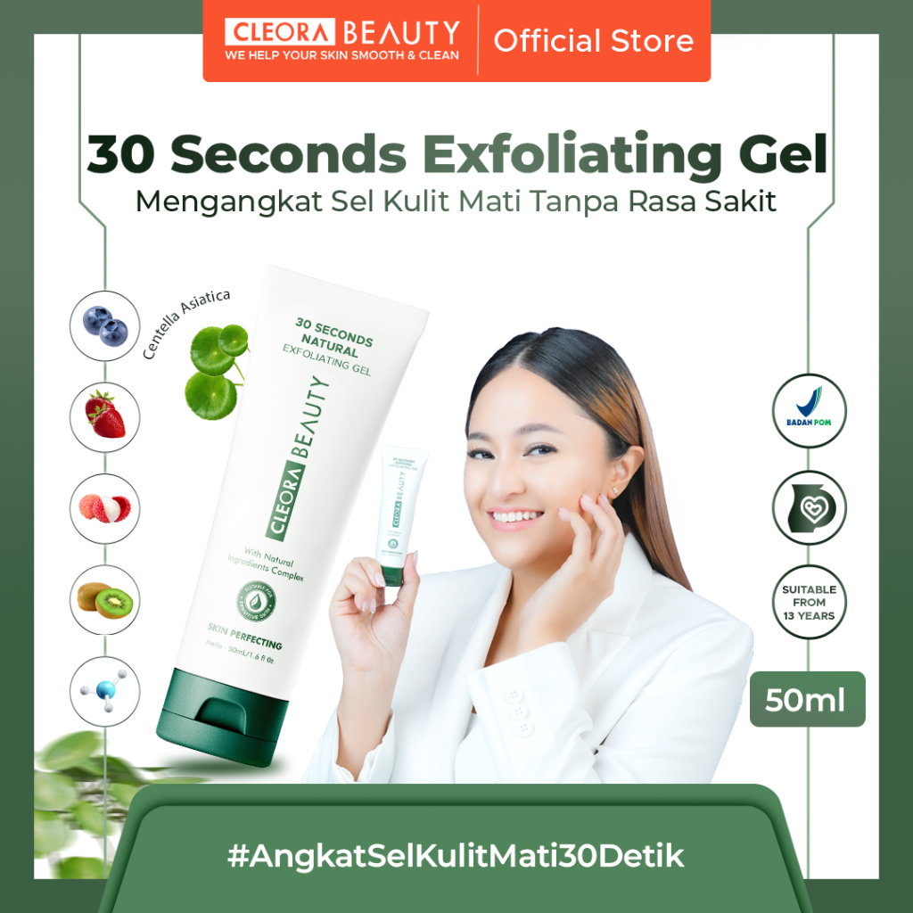 ❤33beauty❤ Cleora 30 Seconds Natural Exfoliating Gel - Exfoliasi Wajah Untuk Kulit Sensitif Wanita P