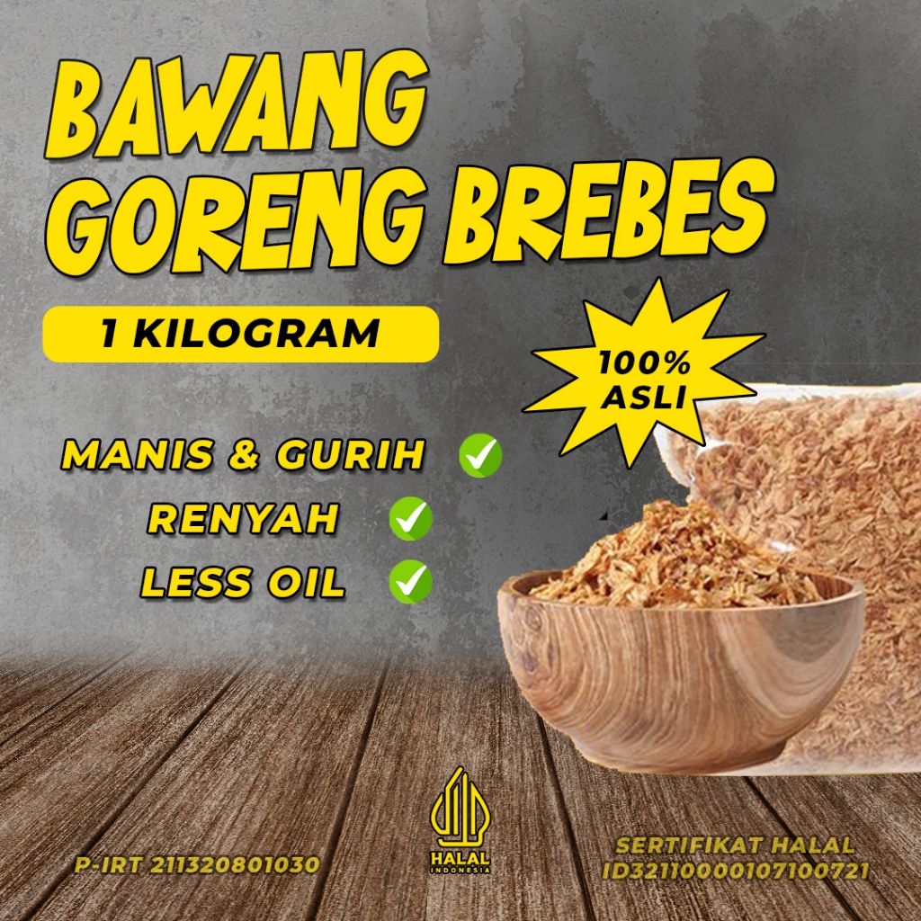 

Bawang goreng Brebes 1 kg rasa manis Gurih