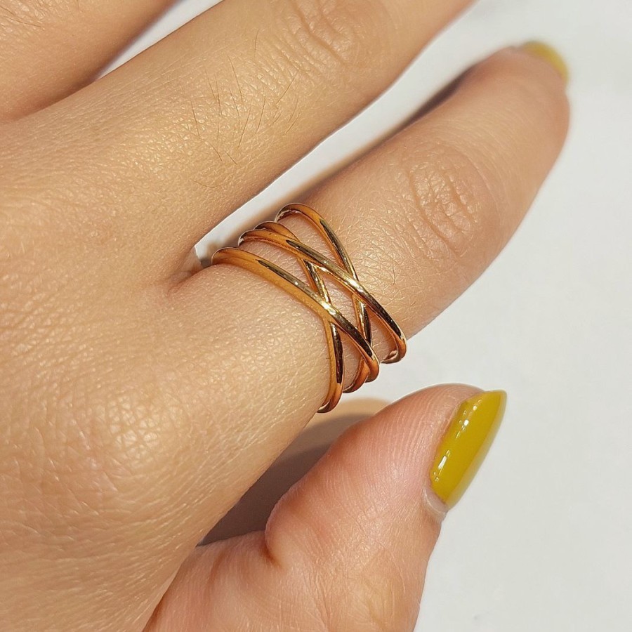 Perhiasan Wanita Cincin Emas Fashion Layer Silang Polos 2.87 Gram Uk 14 700 16K (CH190)