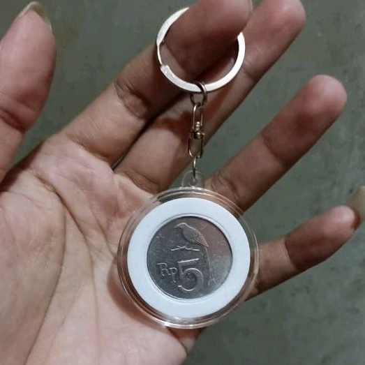 gantungan kunci koin 5 rupiah burung 1970