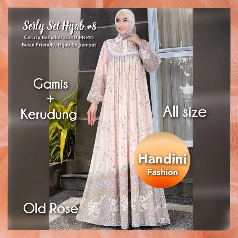 Baju Wanita Gamis Serly Set Hijab Busana Muslim Syar'i Trendy Handini fashion
