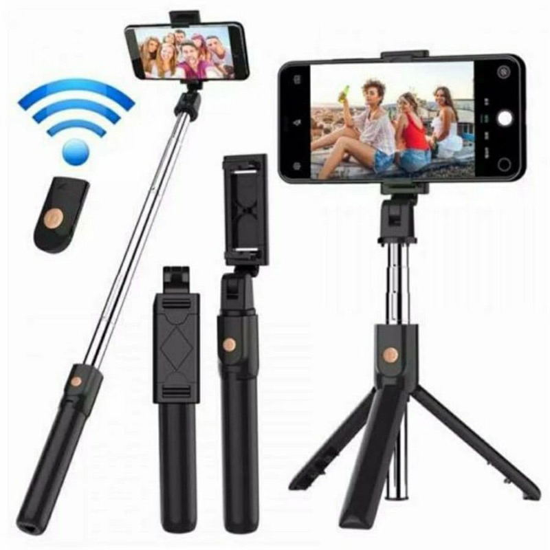 Tripod Lampu / Tongsis Tripod Bluetooth 4 in 1 Dengan Remote Control / Tripod Bluetooth Selfie / Ton