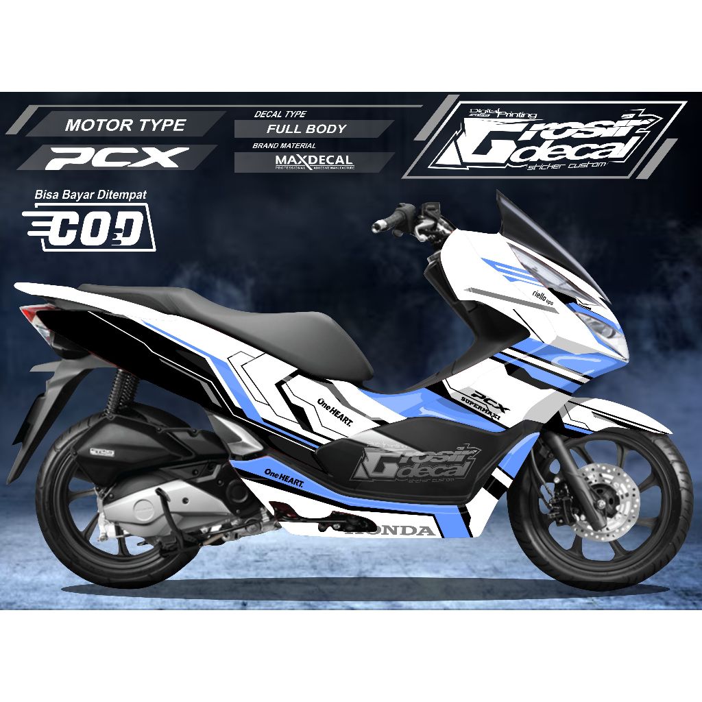 Sticker Decal Stiker Honda PCX 150 Putih Keren Full Body Full Blok Bebas Reques