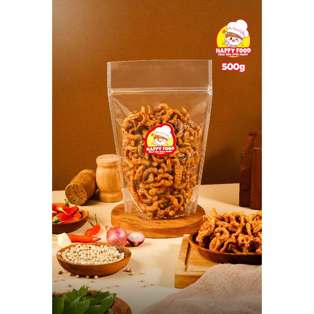 

Keripik Usus Ayam Pedas Premium Happy Food Snack 500 gram