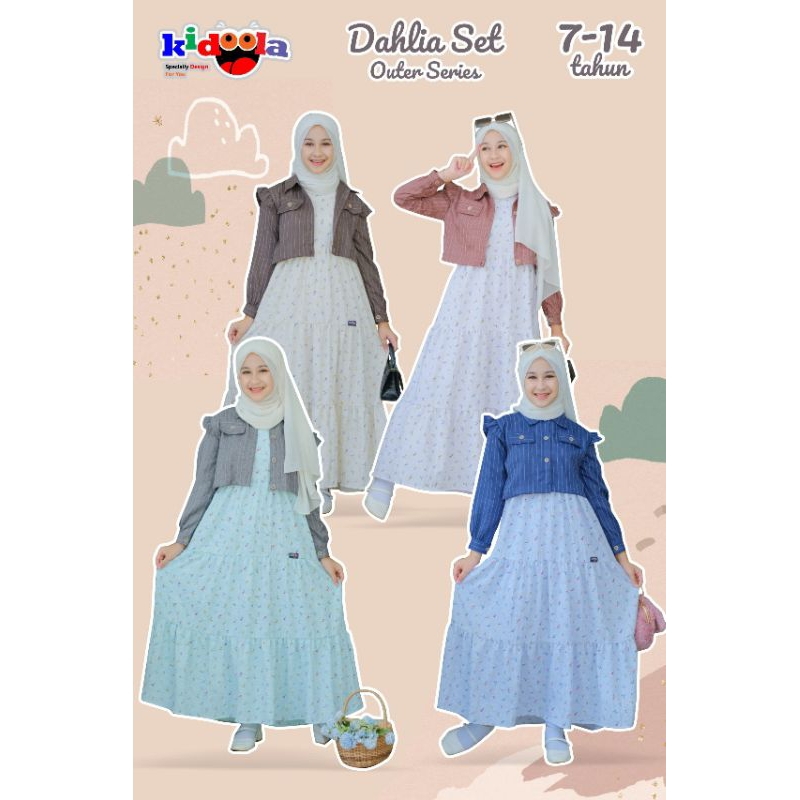 GAMIS DAHLIA ANAK TANGGUNG / SET INNER KIDOOLA / GAMIS OUTER + INNER / GAMIS MUSLIM ANAK