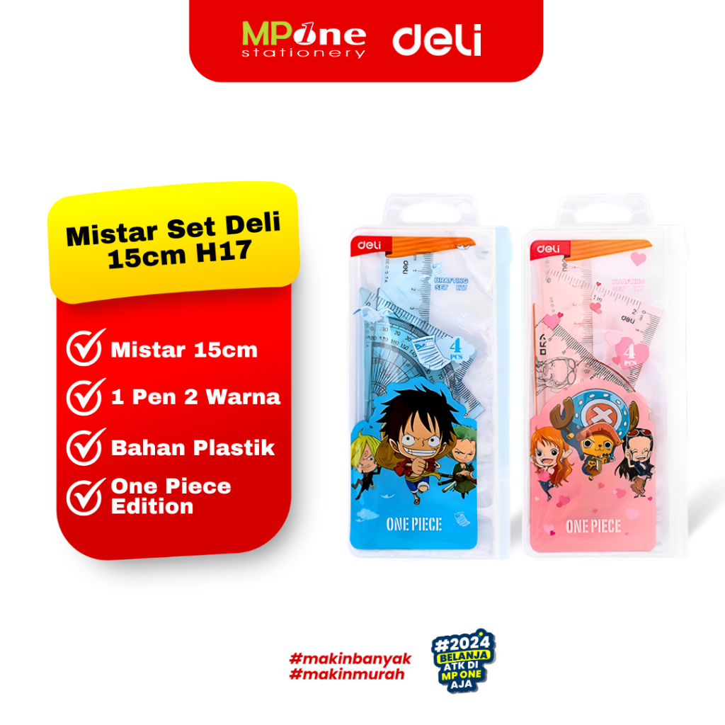 

Deli Mistar Set 4 in 1 Edisi One Piece / Set Penggaris + Pouch Lucu Deli EH17