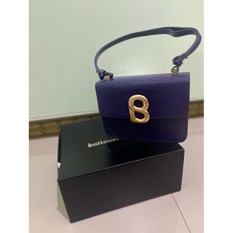 TAS BUTTON SCARVES AUDREY 2.0 MEDIUM RAISIN PRELOVED (boleh barter dengan luana bag BS)