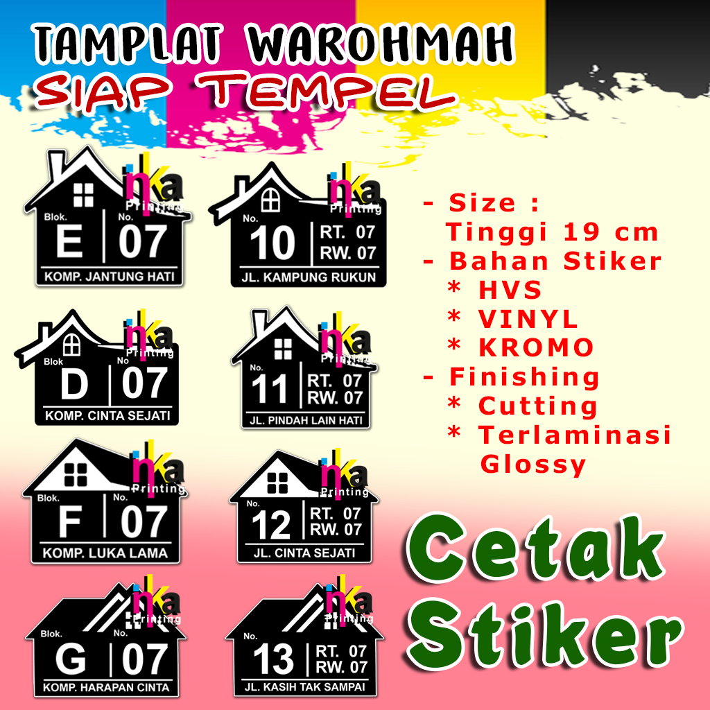 

Stiker Siap Tempel Alamat Rumah WAROHMAH Size 19x28 cm Bahan VINIL-KROMO-HVS