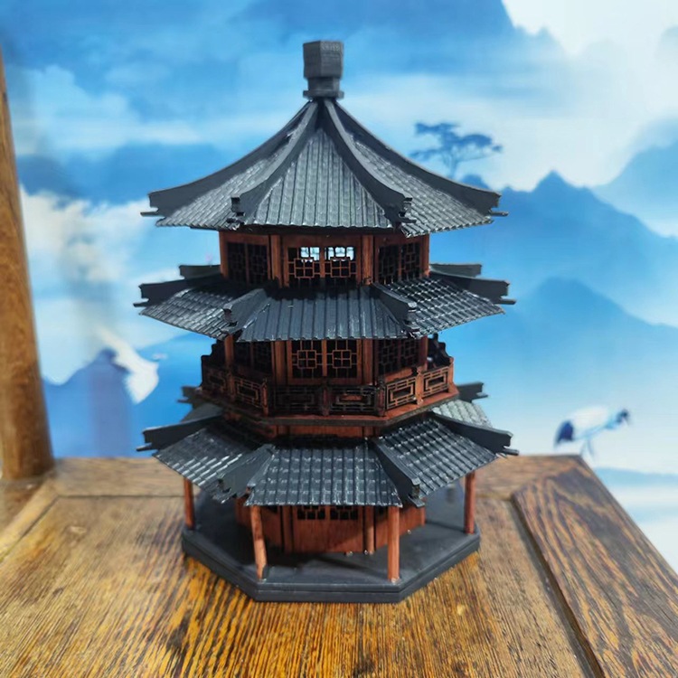 Pajangan Rumah Pagoda / Wooden Pagoda Miniature Decoration 2423