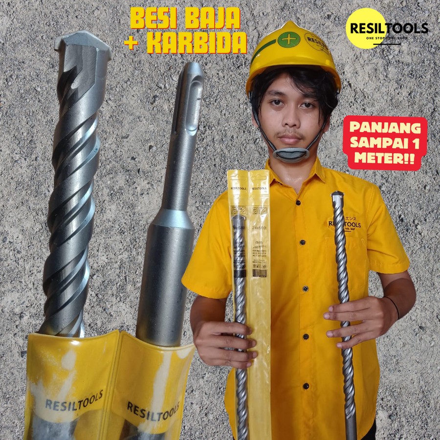 Mata Bor Beton 30 mm x 1000 mm Batu SDS Plus Drill Bit Concrete Dinding Hebel 100 cm 1 Meter