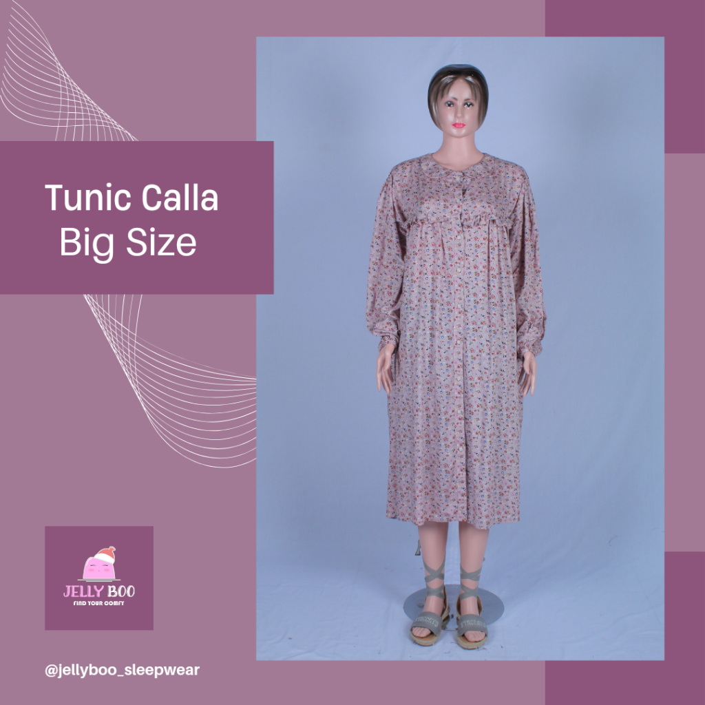 Tunik Calla Big Size / Baju Atasan Panjang Korea Style / Tunik Lebaran Terbaru Bahan Premium / Dress