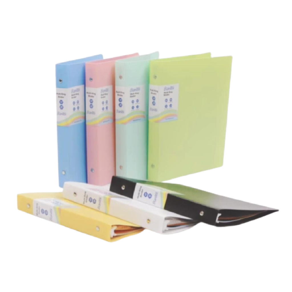 

(1 Set) Binder Note A5 BANTEX 3124 / 3524 Warna Pastel Lubang 20 Multi Ring + Bonus Kertas Loose Leaf