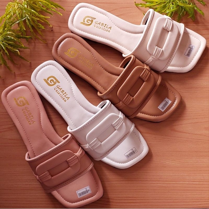 SANDAL FLAT VARIAN KOTAK ALAS KARET