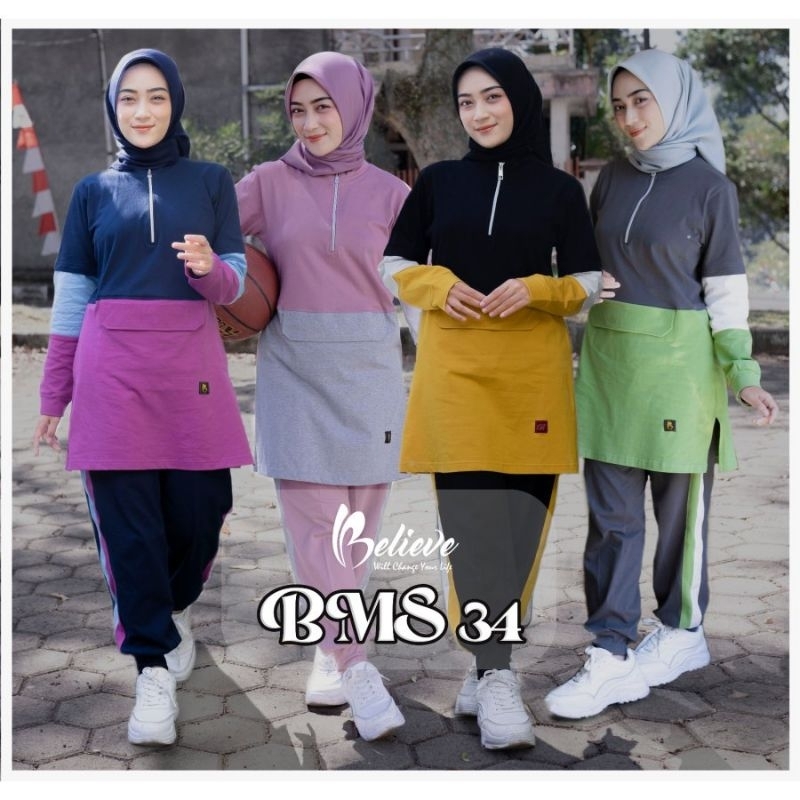 BELIEVE MUSLIMAH SPORTY BMS 34 / SETELAN OLAH RAGA MUSLIMAH / SETELAN OLAH RAGA MUSLIM /  SETELAN OL