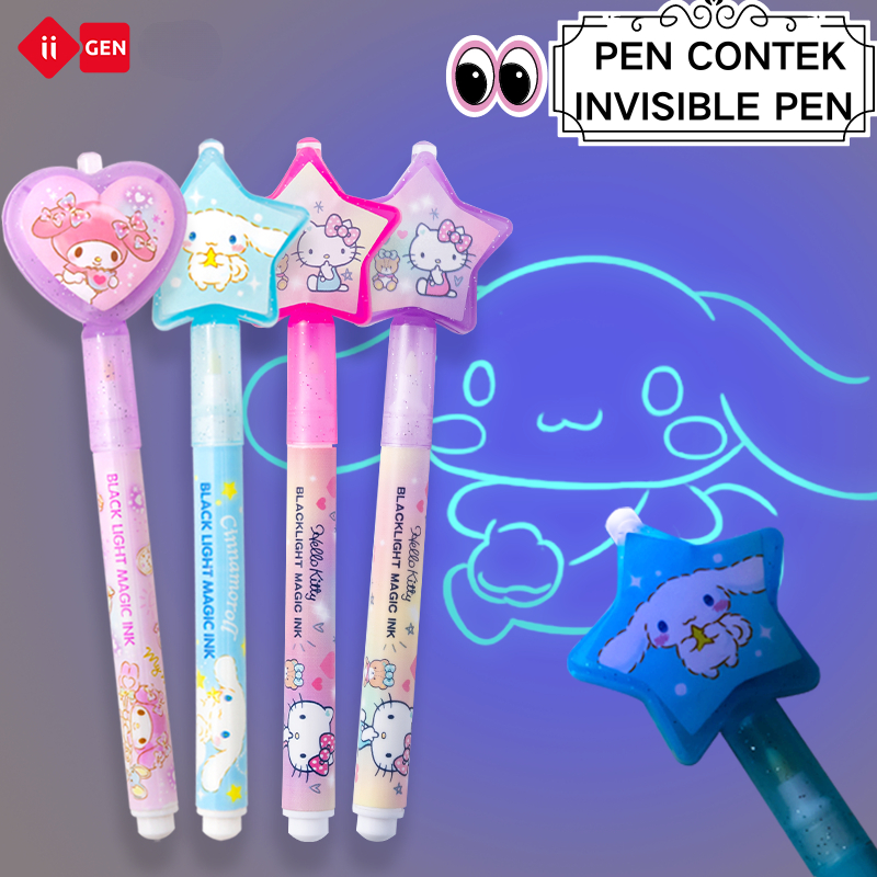 

PEN CONTEK INVISIBLE PEN Pena Tak Terlihat Senter UV Pena Cahaya lampu penanda highighter tak kasat mata transparan Kartun Lucu dengan Pena Bercahaya Anak-anak Ultraviolet Pena Penanda Buku Panduan Buku Panduan Siswa Pena Neon Khusus