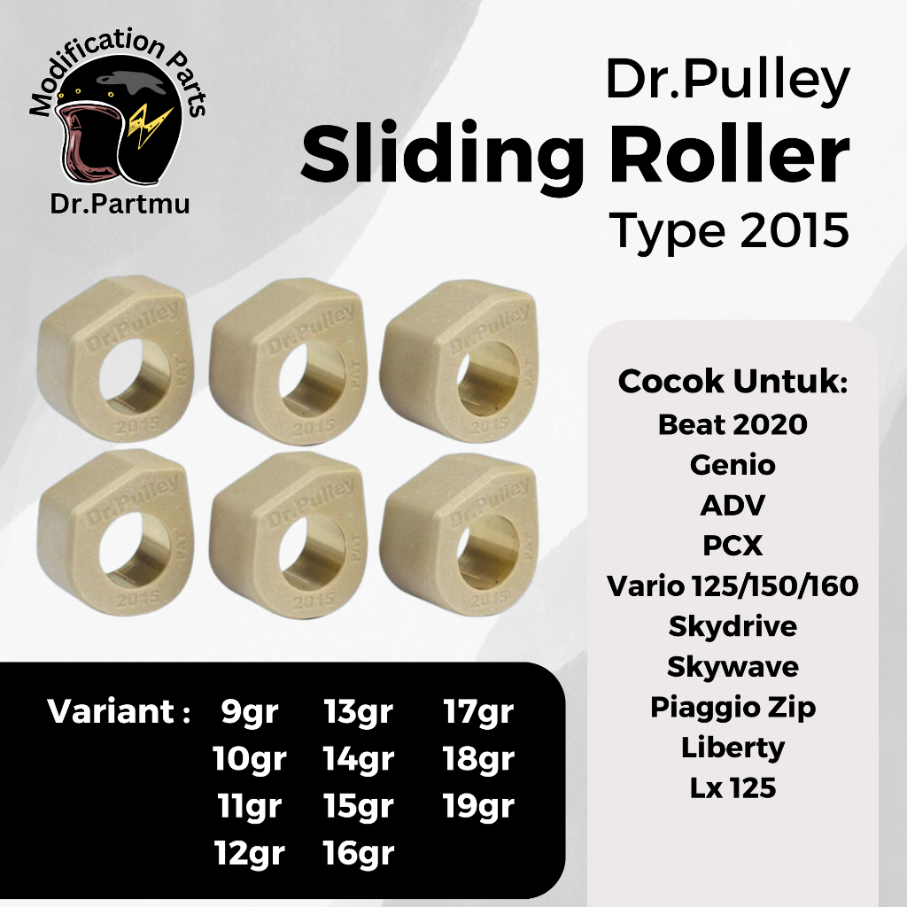 Dr Pulley Sliding Roller Vario 125 150 160 PCX ADV Genio Deluxe Beat New 2020 Scoopy 2021 Piaggio Zi
