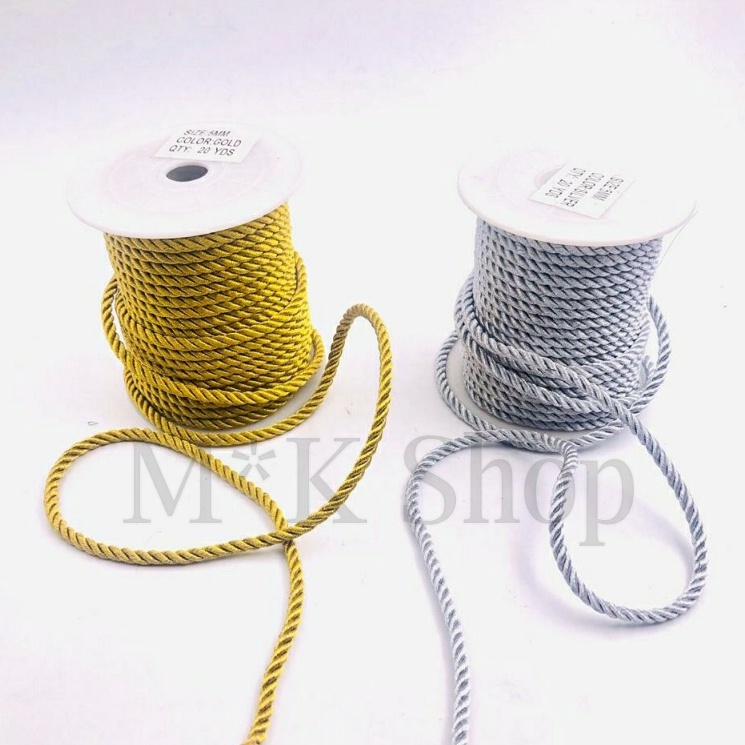 VDF187 FREE ONGKIR Tali kur model tambang warna EmasPerak 5 mm