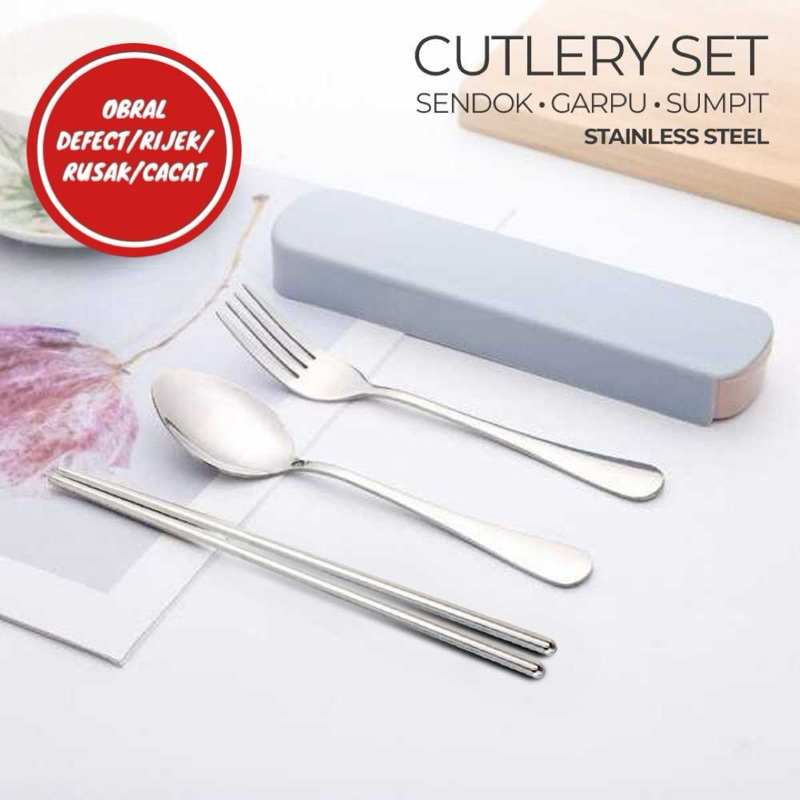 [OBRAL RIJEK] Set Alat Makan Sendok Garpu Sumpit Stainless Steel Cutlery - XS-B014