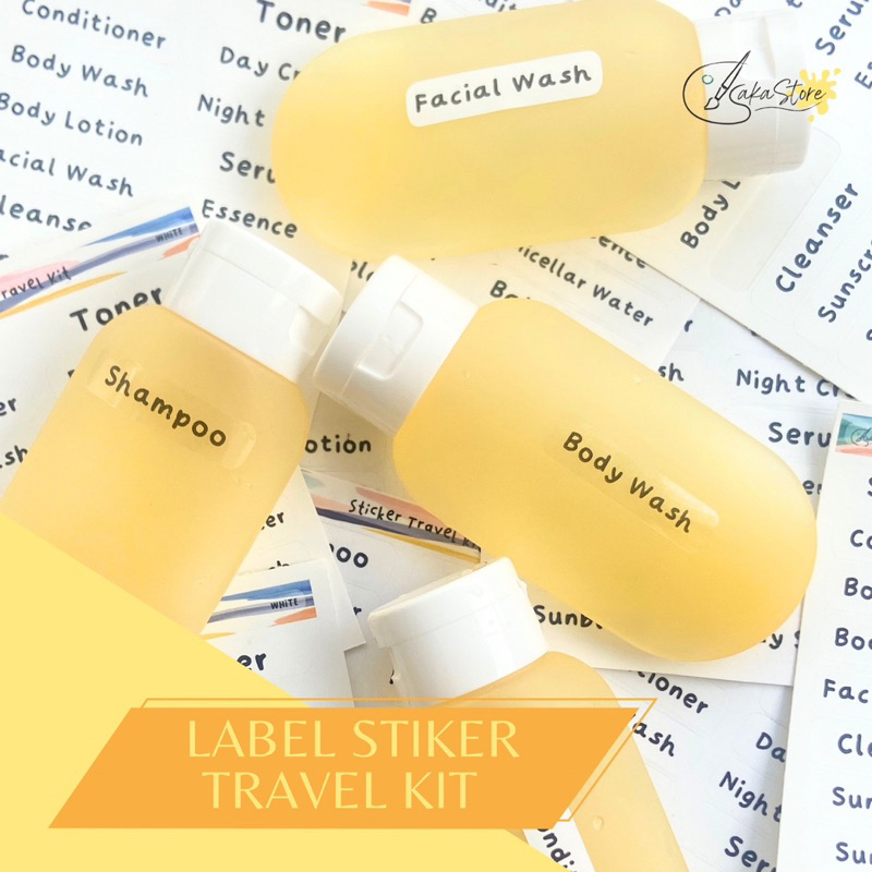 

[READY STOCK - 16 PCS] LABEL STIKER TRAVEL KIT BODY CARE DAN SKINCARE WATERPROOF