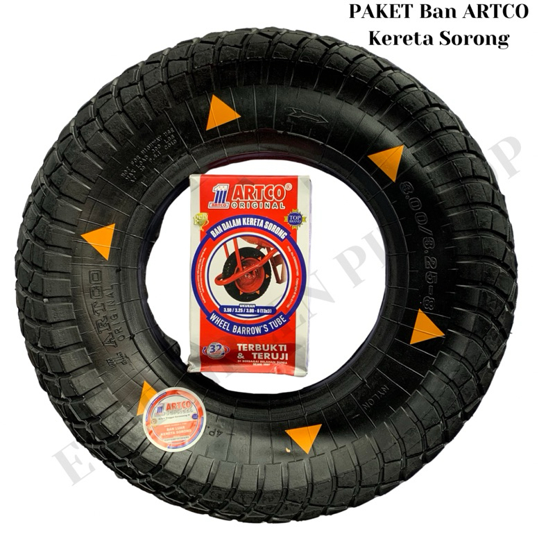 PAKET BAN LUAR DAN BAN DALAM NO 1 ARTCO ORIGINAL FOR GEROBAK KERETA SORONG RODA PASIR ARTCO MERAH