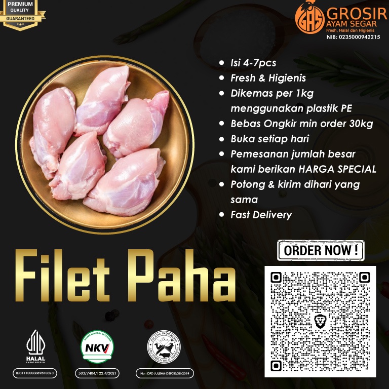 

YXY566 DISKON Daging Ayam Paha Fillet Boneless Tanpa Kulit 1Kg