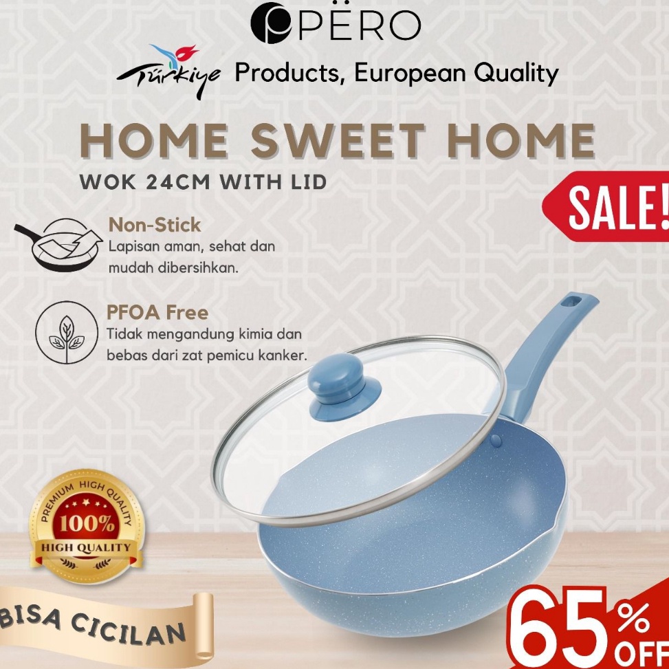 Telah Hadir Serba 299RB Pero Granite Wokpan  Glass LID Ukuran 24cm  28cm  Wajan Penggorengan Dengan 