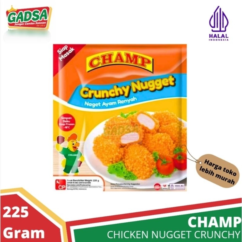 

Champ Chicken Nugget Crunchy 225 gram Naget Ayam