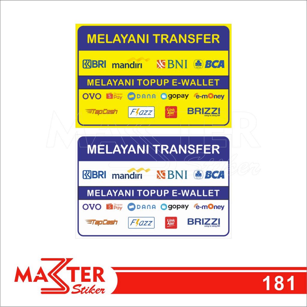 

181 - Stiker Melayani Transfer dan Topup E-Wallet, Sticker Vinyl, Tahan Air, Termurah, Bisa Custom