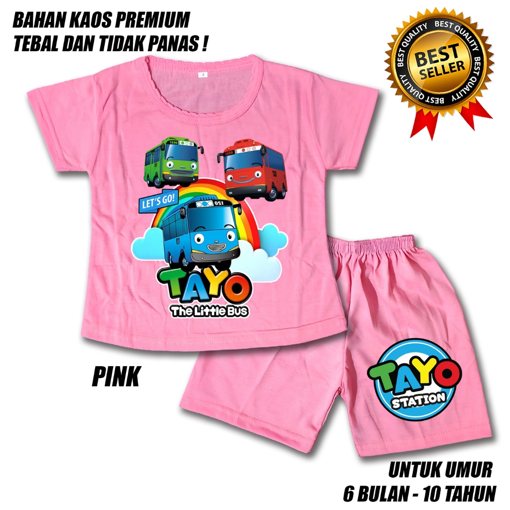 SETELAN ANAK PEREMPUAN BUS TAYO LUCU MURAH BAHAN PREMIUM / SETELAN ANAK LAKI LAKI USIA 1-10 TAHUN / 