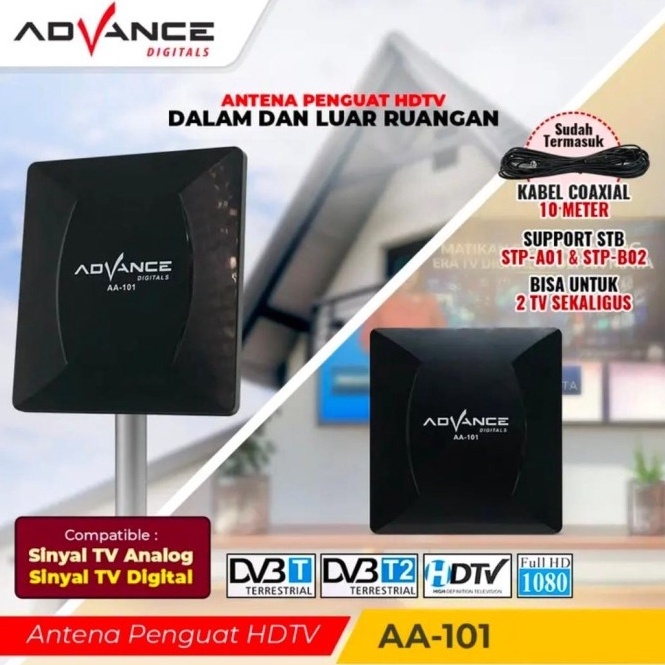 ADVANCE  Antena TV Indoor Outdoor TV Digital Analog Tabung dan LED AA11