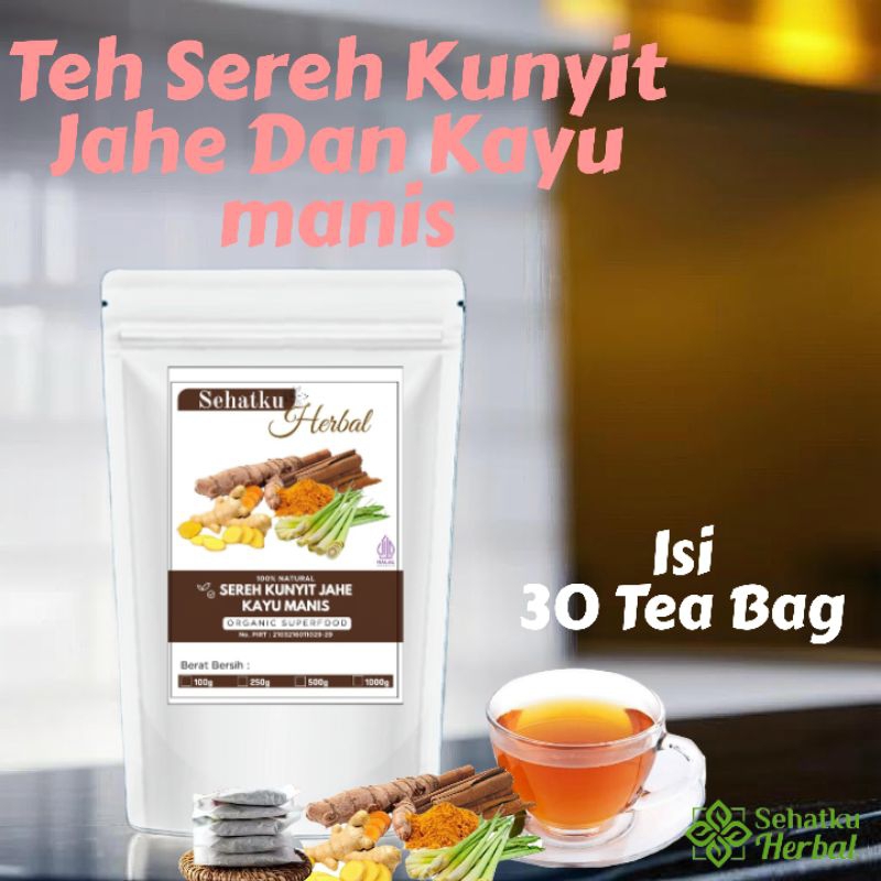 

Teh Sereh Kunyit Jahe dan Kayu Manis isi 30 Tea bag