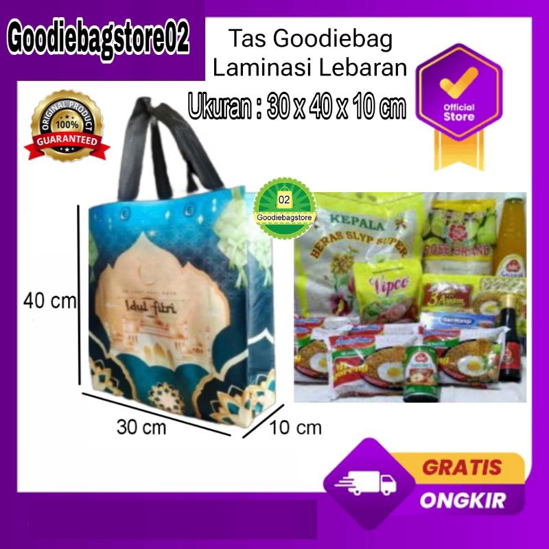 

1 Lusin Tas Goodiebag Handle Box Lebaran / idul Fitri, 30x40 cm Laminasi,Souvenir,Seminar,Lebaran,Sablon