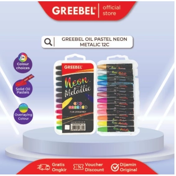 

Crayon Oil Pastel Greebel 12 Warna Neon Metalic