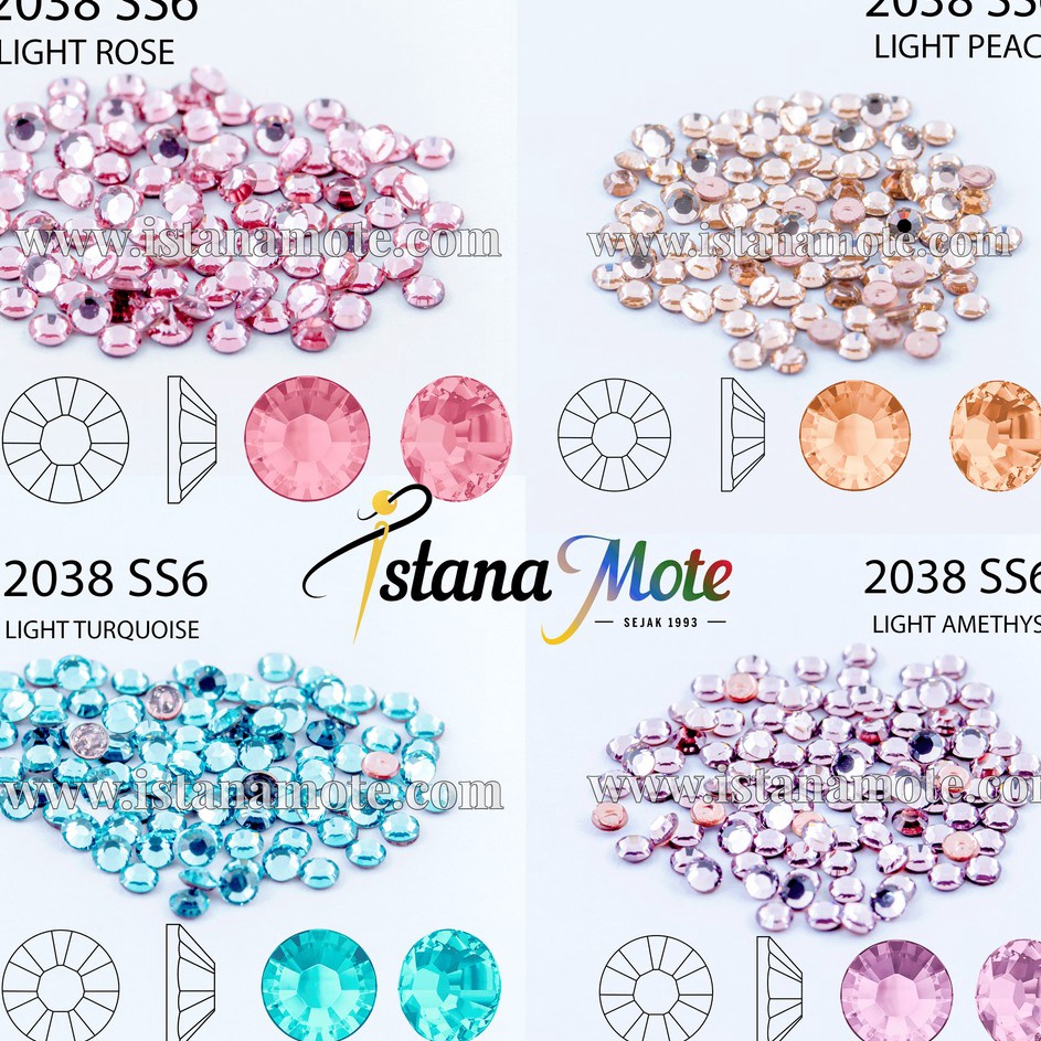 Produk terbaru Flatback Hotfix kristal tempel Swarovski 238ss6lightrosepeachturquoiseamethyst ASLI O