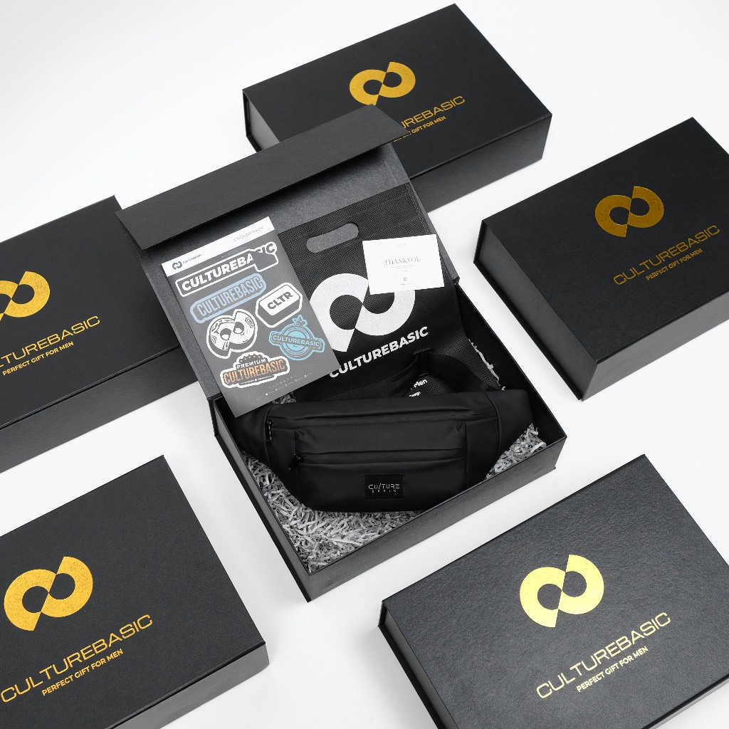 Culture Basic | Paket Kado Waistbag/Clutchbag Include Exclusive Box (Waistbag+ Box) Tas Selempang Pinggang Pria | Clutchbag Waterproof