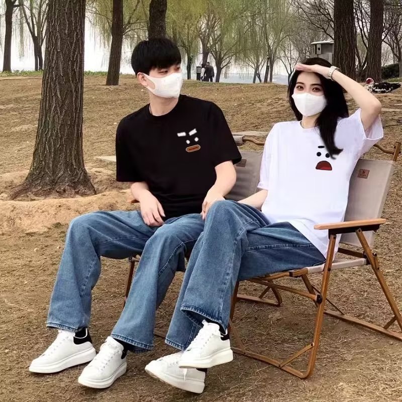 baju couple SHOCK SMILING kaos kapelan kembaran bareng ayang pacar pasangan keren kekinian trendi