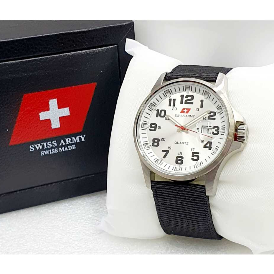 Jam Swis Armi Original Jam Tangan Pria Tali Kanvas Jam Cowok Tahan Air Box Include