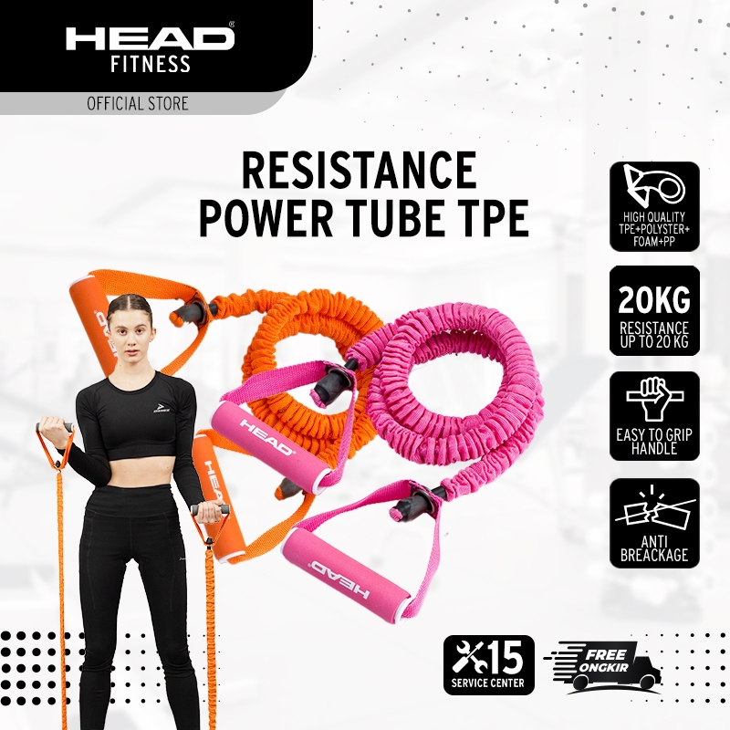 Fitness Gym Band HEAD Power Resistance Tube TPE 20 kg Orange / Pink