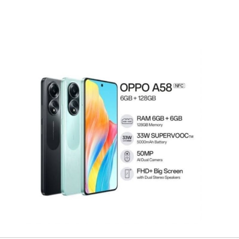 HP OPPO A58 6/128 GB - OPPO A 58 NFC RAM 6GB ROM 128GB GARANSI RESMI