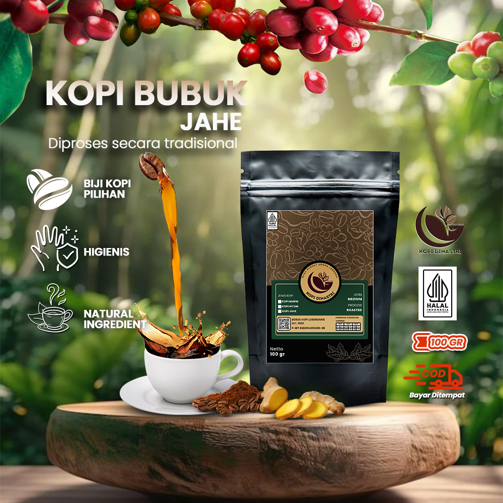 

Kopi Bubuk Serbuk Jahe Robusta Premium Asli Murah Kemasan 100 Gram