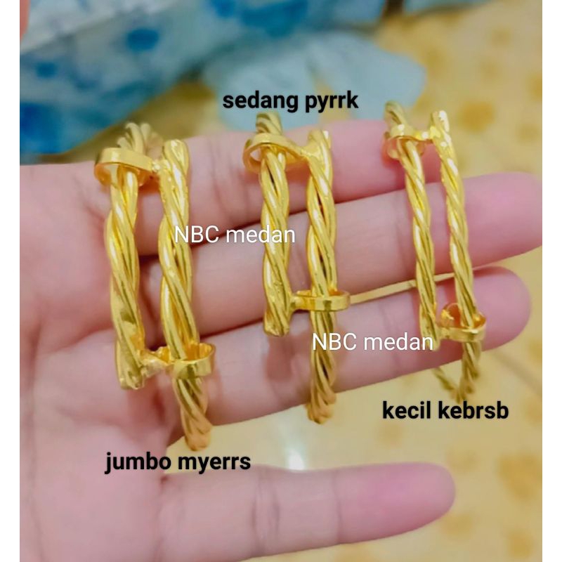 Gelang lilit dan cincin lilit lapis emas