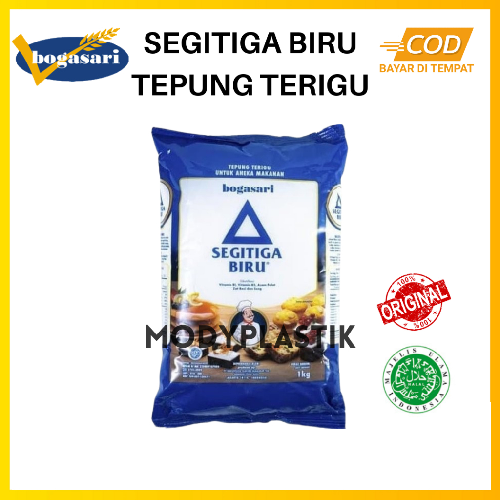 

[COD & INSTANT] TEPUNG TERIGU SEGITIGA BIRU 1/2 KG 1KG PROTEIN SEDANG - BOGASARI - BAHAN MASAK ROTI KUE GORENGAN