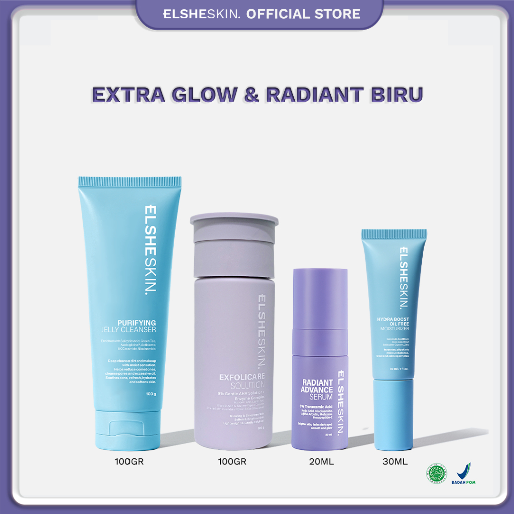 [PAKET AVANCED ISI 4 DISKON 45%] Elsheskin 4 Pcs Skincare Serum, Moisturizer, Toner, Facial Cleanser, Pelembab Advanced Brightening, Calming, Hydrating untuk Mencerahkan Kulit Kusam dan Bekas Jerawat, Pudarkan Flek Hitam, Melembapkan, Kontrol