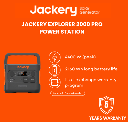 Jackery Explorer 2000 Pro Portable Power Station Solar Generator Bundle Panel Solar Saga 100W - Powe