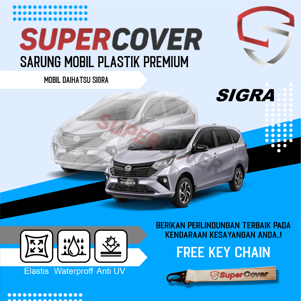 Cover Mobil Transparan SuperCover, Sarung Mobil Plastik Premium, Mobil DAIHATSU SIGRA Plastik Superc