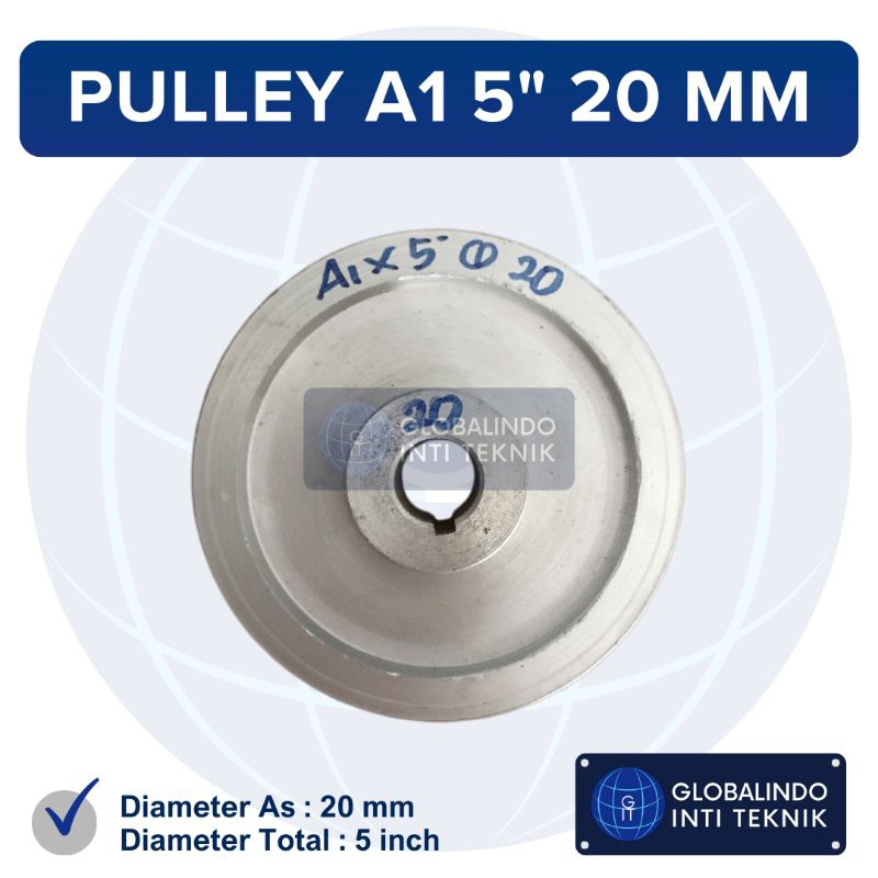 Puli Pully Pulley Mesin Dinamo Kompresor Angin Aluminium A1 5” 20 mm