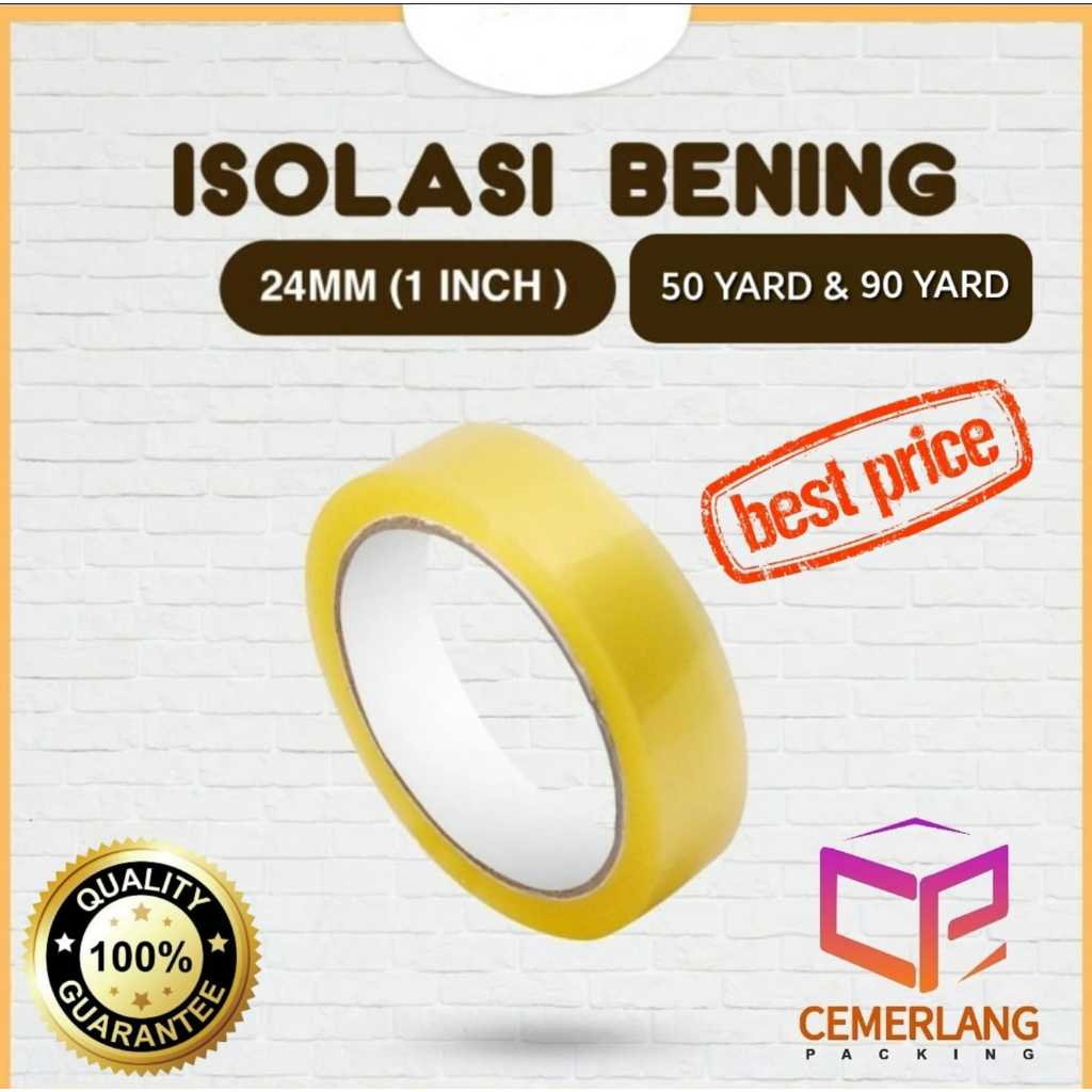 

Lakban Solatip Isolasi Bening 24mm 45M 1 Inch 1" 50 & 90 Yard